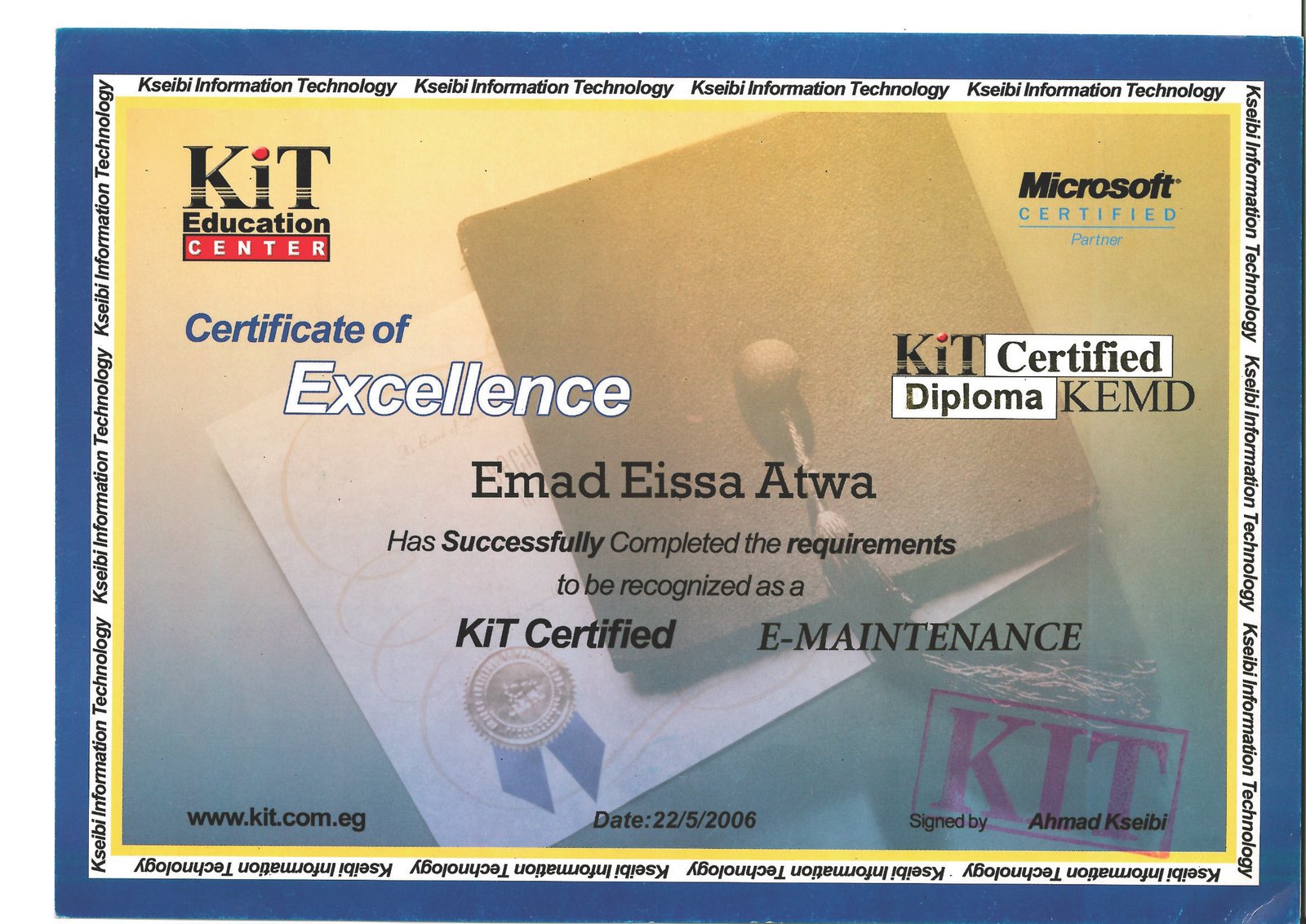 e-maintenance Certificate